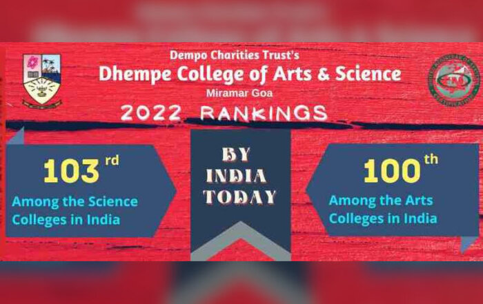 DCT’s Dhempe College of Arts & Science ranked 100th among Arts Colleges and 103rd among Science Colleges