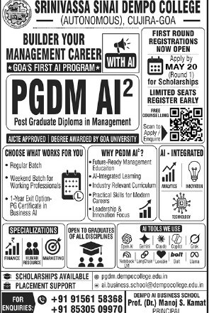 Admissions Open for PGDM AI² Programme at Srinivasa Sinai Dempo College
