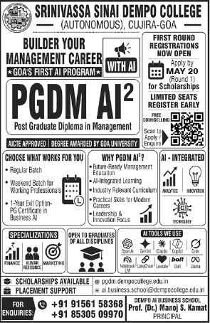 Admissions Open for PGDM AI² Programme at Srinivasa Sinai Dempo College